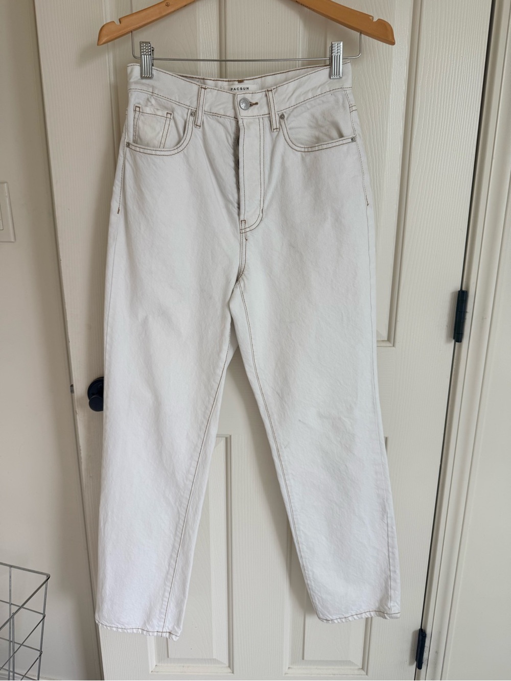 Pacsun Off-White High-Rise Straight Dad Jeans